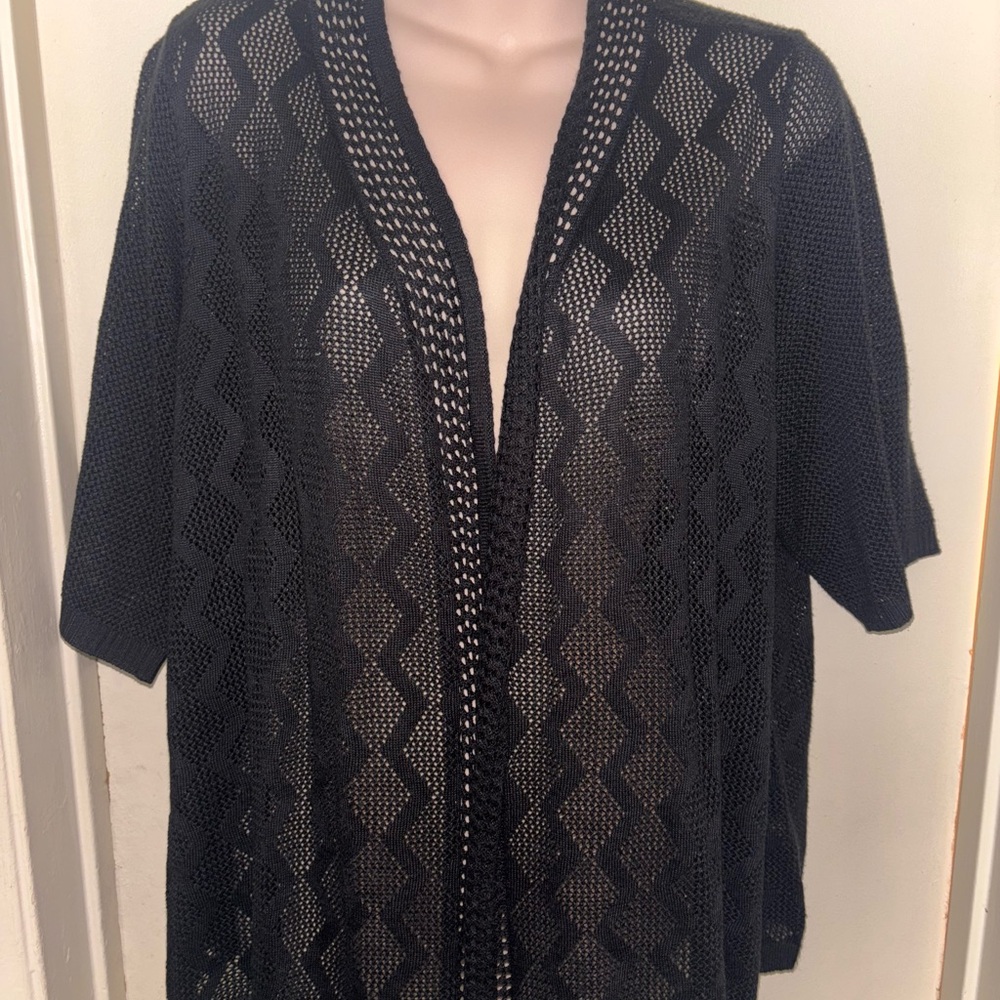 Black Open-Knit Women's Sweater short sleeve